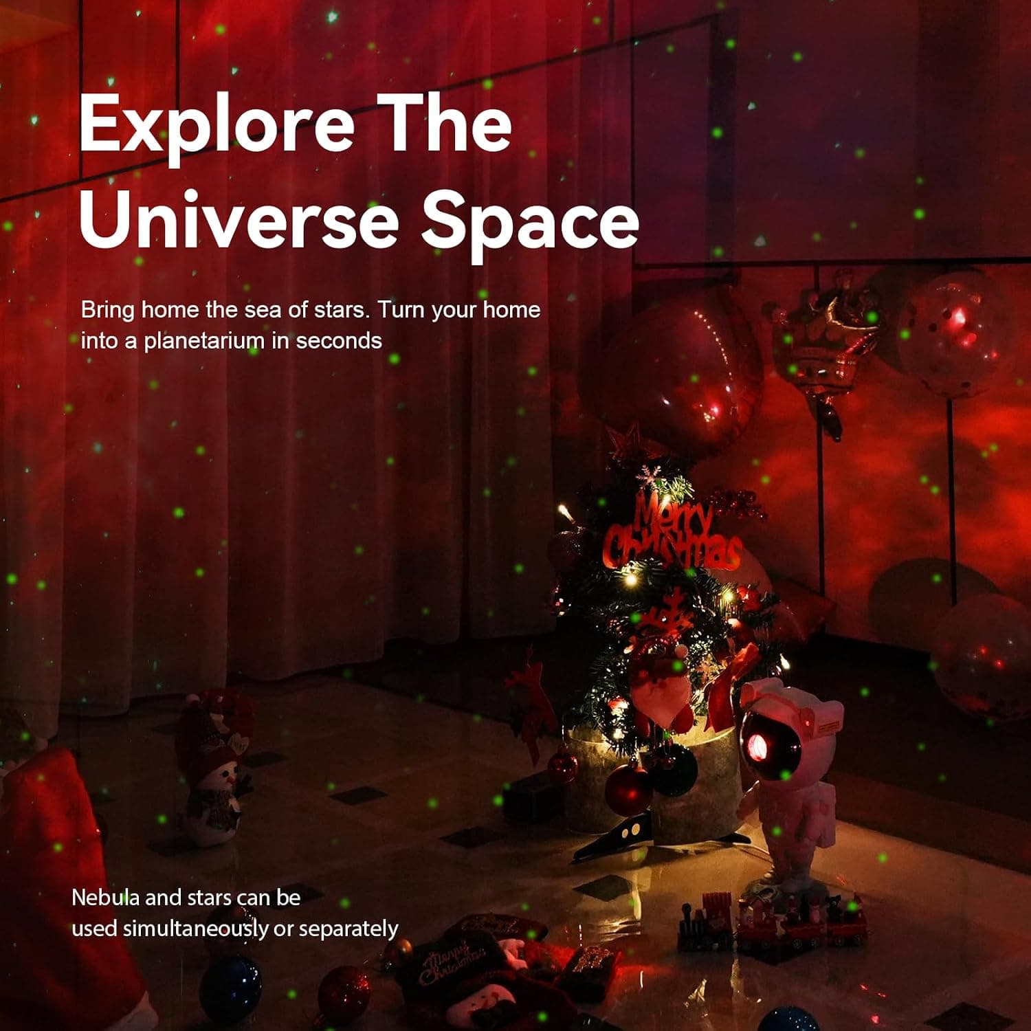 Star Projector Galaxy Night Light - Astronaut Space Projector, Starry Nebula Ceiling LED Lamp with Timer and Remote, Kids Room Decor Aesthetic, for Christmas & Birthdays White
